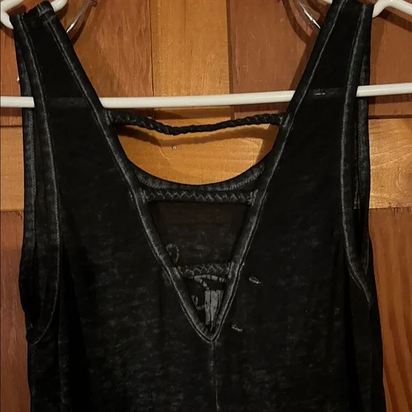 Maurices Black Tank Top with White and Red Print - Picture 2 of 2